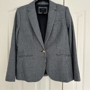 J. Crew Campbell blazer in navy and white wool houndstooth, EUC, size 10